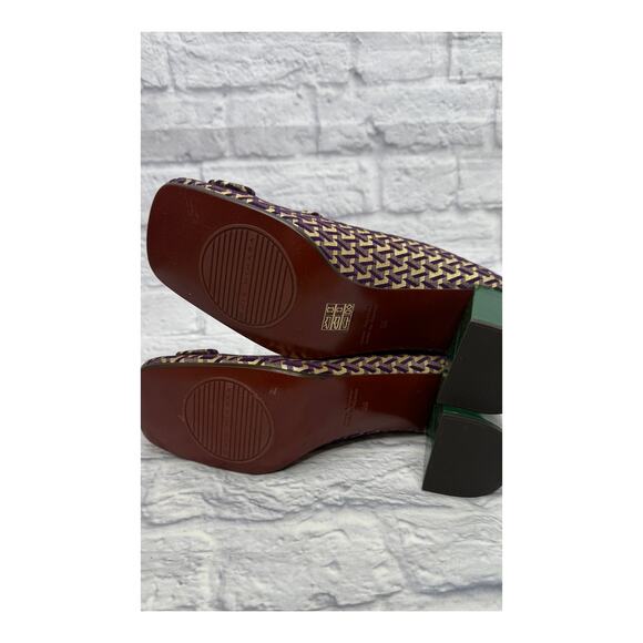 Chie Mihara Pema Purple Green Heel Loafers EU Size 38 Gold Geometric - Picture 8 of 8